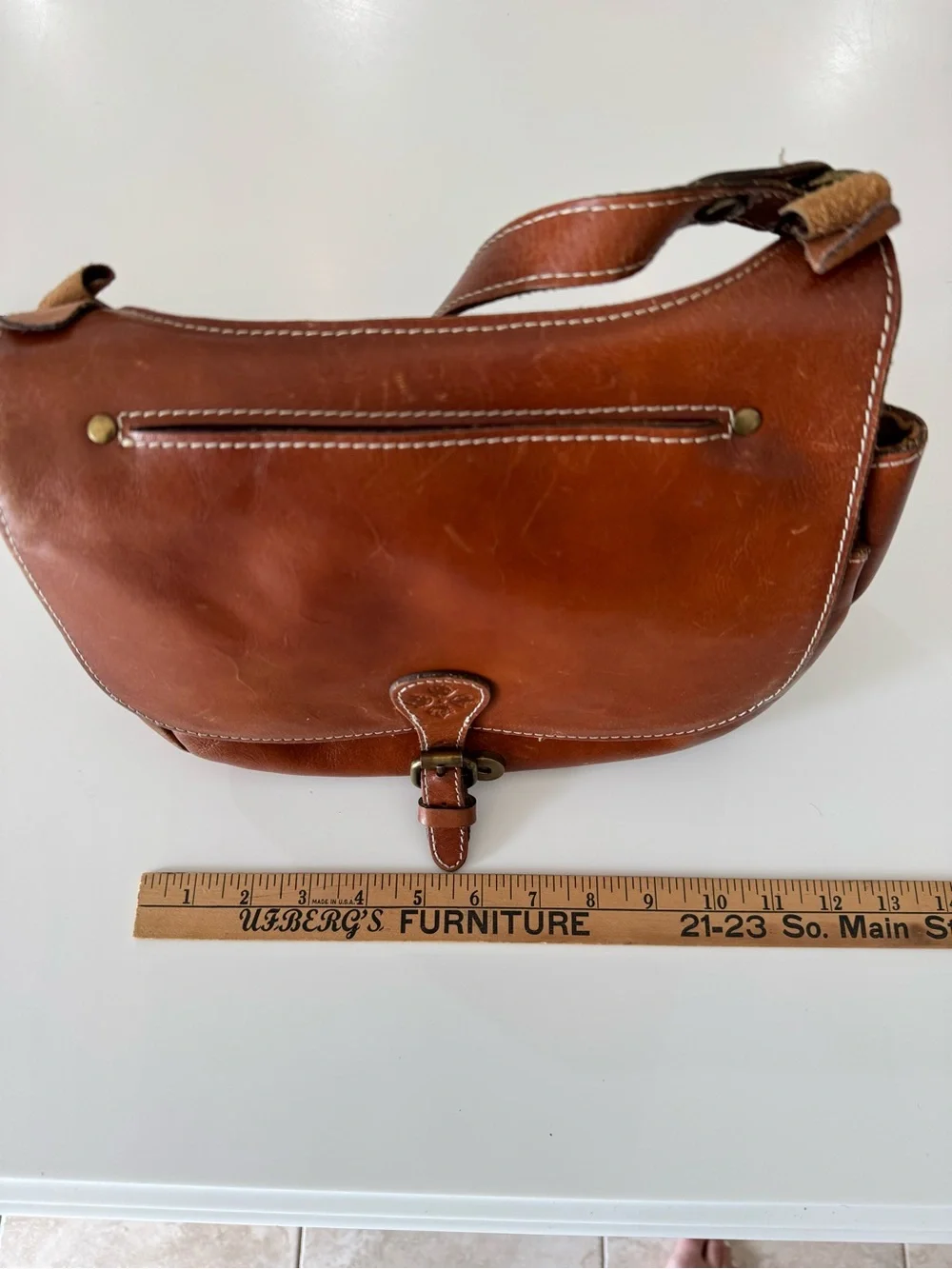 Patricia Nash Cognac Leather Crossbody Saddle Bag - Picture 11 of 12